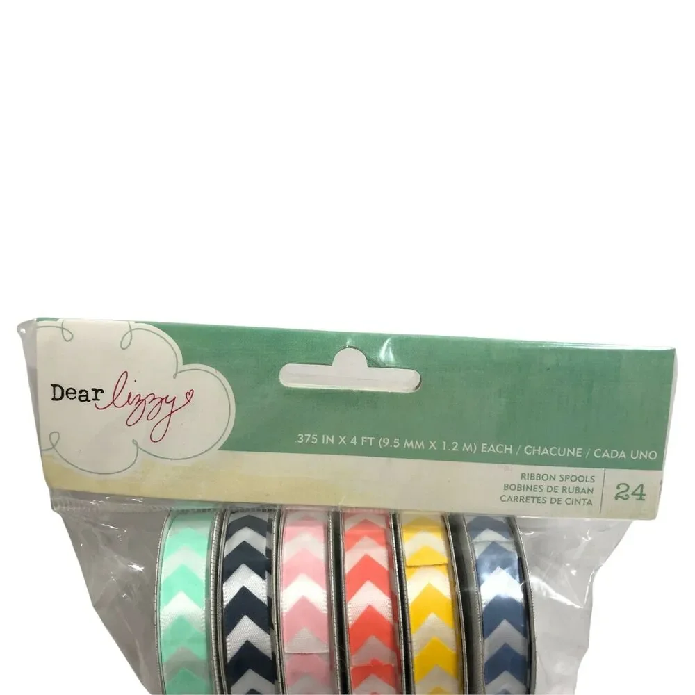 American Crafts Ribbon Dear Lizzy 24 Ribbon Spools .375 in x 4 ft Each NEW